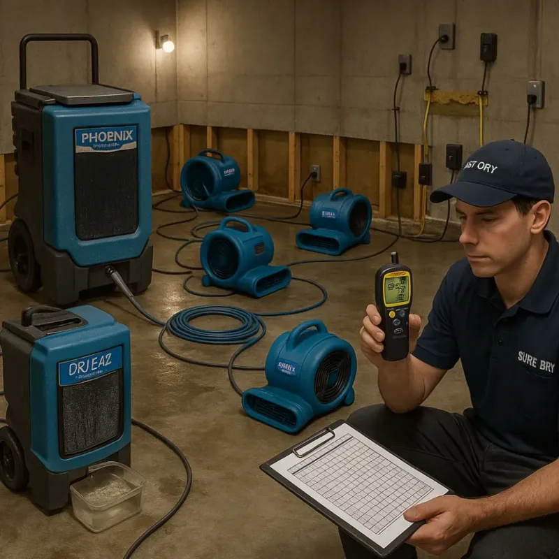 Structural Drying and Dehumidification process in North Royalton, OH